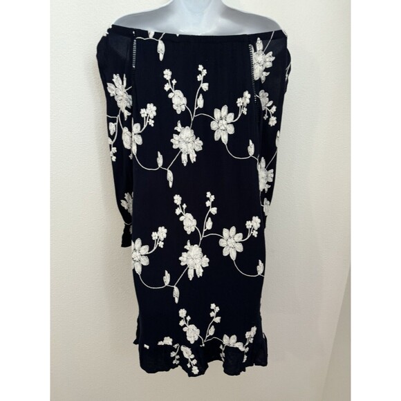 Simply Irresistible Dress Crinkle Gauze Embroidered On Off Shoulder Blue M EUC - Picture 5 of 9